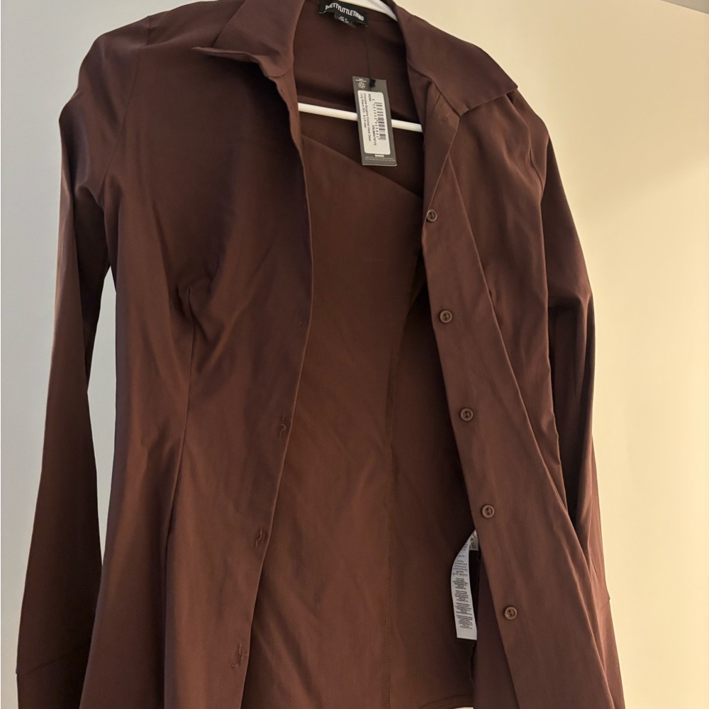 Pretty Little Things NWT Brown Button Shirt